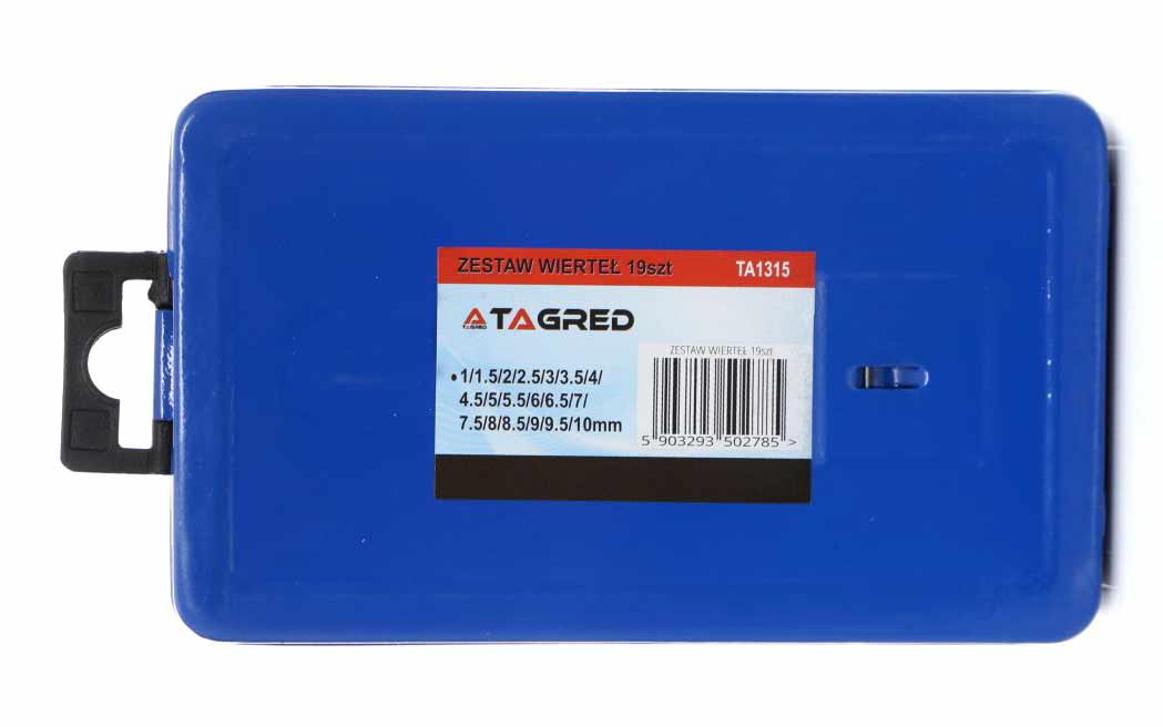 Vrtáky do kovu, vrták válcový HSS 1-10 mm 19-dílná sada TA1315