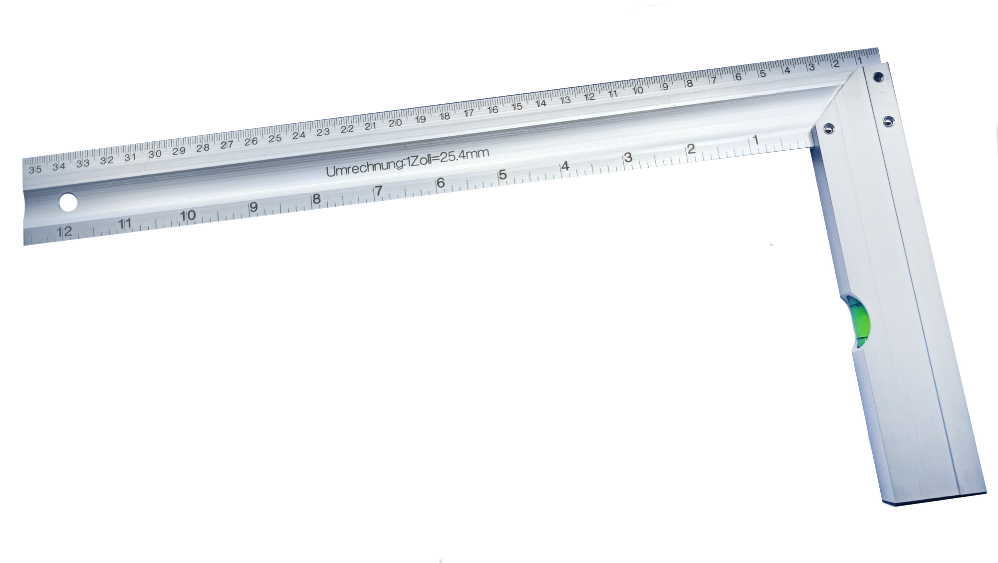 TAGRED Úhelník truhlářský, stavební hliníkový s vodováhou, úhloměr 350 mm TA4107