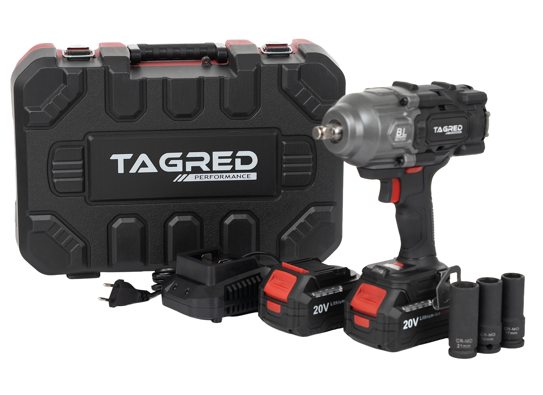 Akumulátorový rázový utahovák, bezuhlíkový TAGRED TA8000, 2 akumulátory 20V 4Ah 1898Nm na kola 1/2'' TA8000