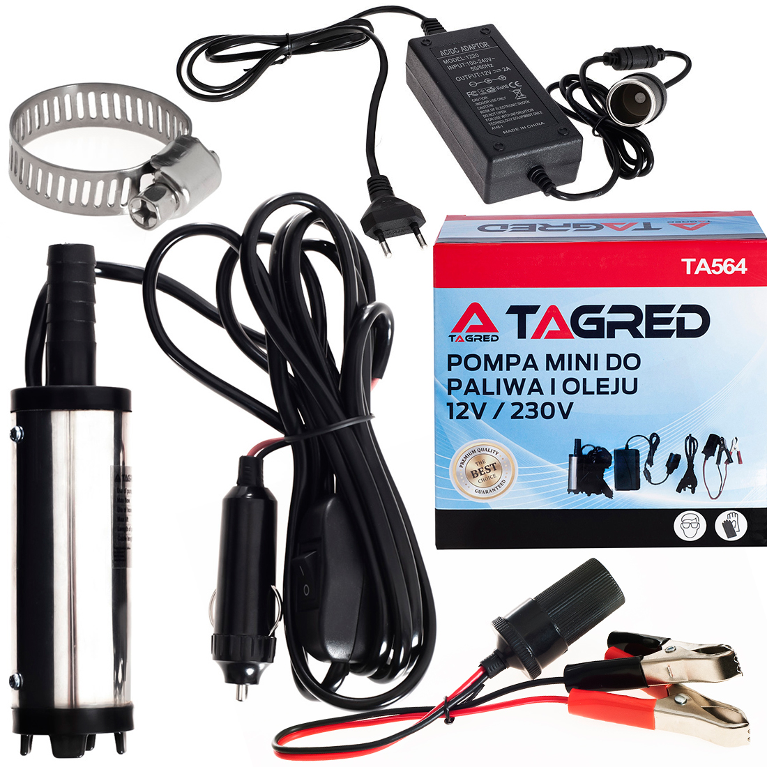 Čerpadlo na vypouštění paliva topného oleje 12V/230V ponorné mini čerpadlo + Adaptéry TA564