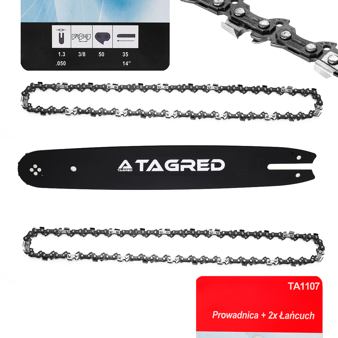 Lišta + 2x řetěz 35cm 14" / 50 / 3/8" / 1.3mm TA1107