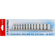 Nasadki spline 6-kątne na szynie zestaw nasadek 13 el., Cr-V