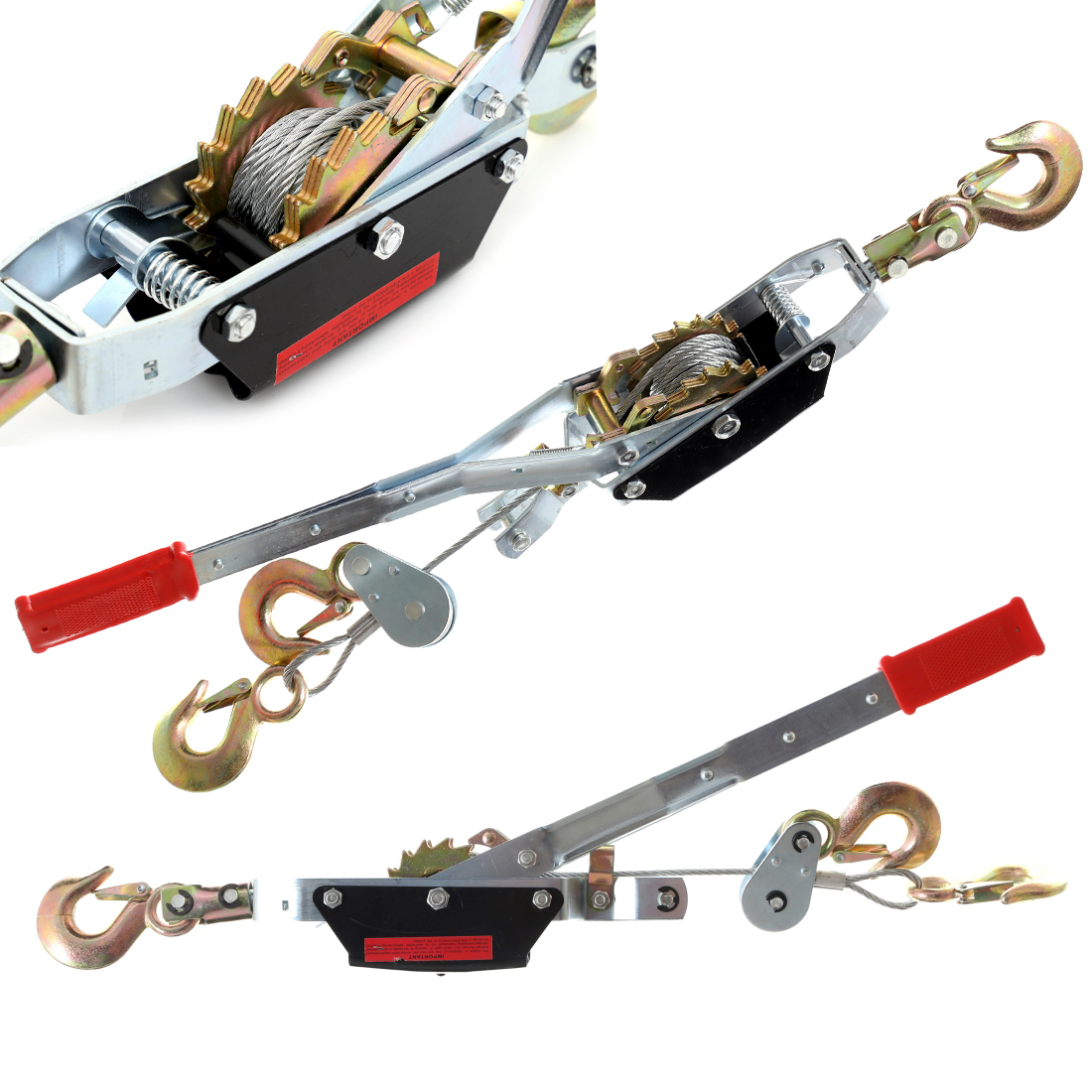 Ručný lanový navijak, 4T, 3 háky, navijak 4000kg