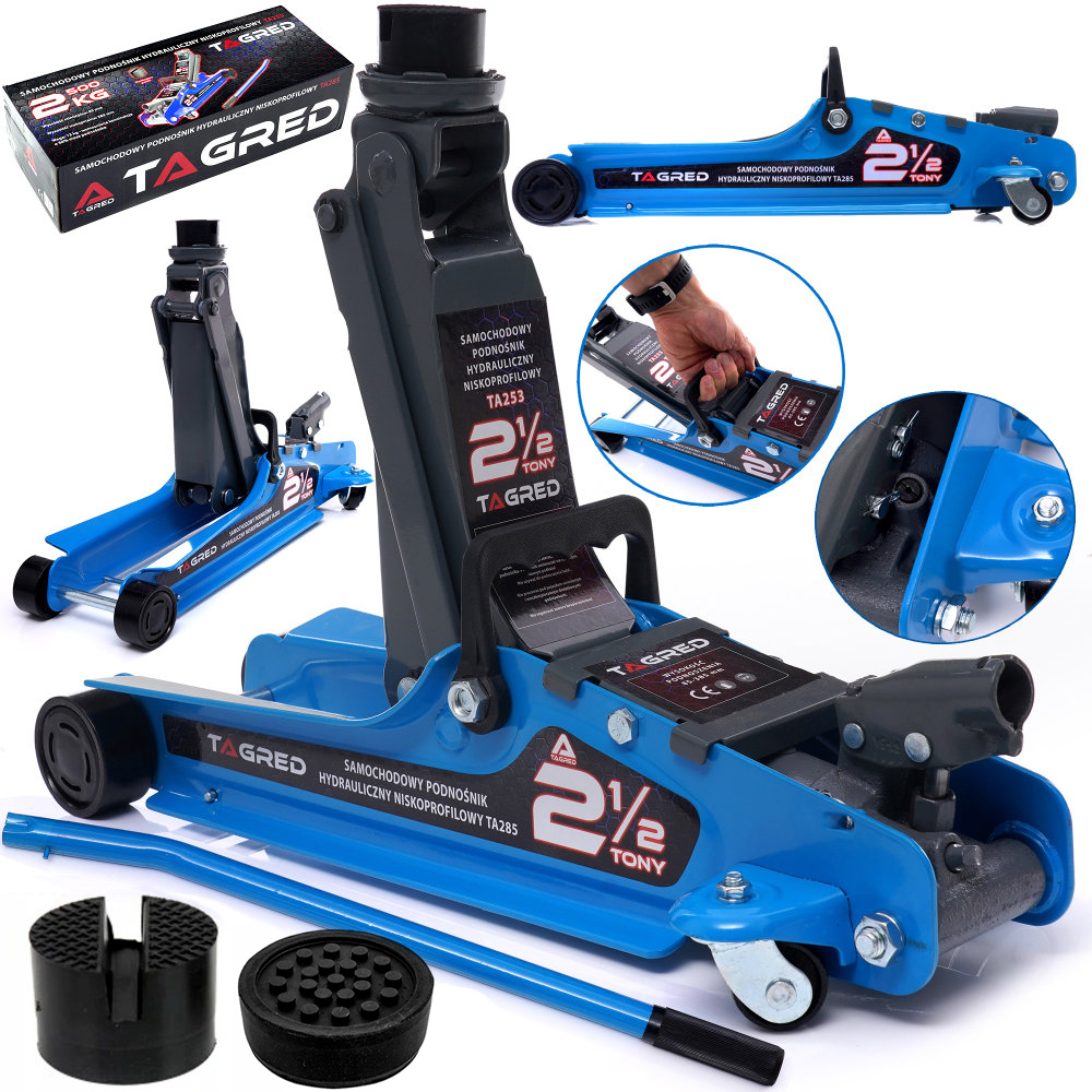 Nízkoprofilový hydraulický zvedák 2,5T, žába, nízký, masivní, 2 gumy TA285