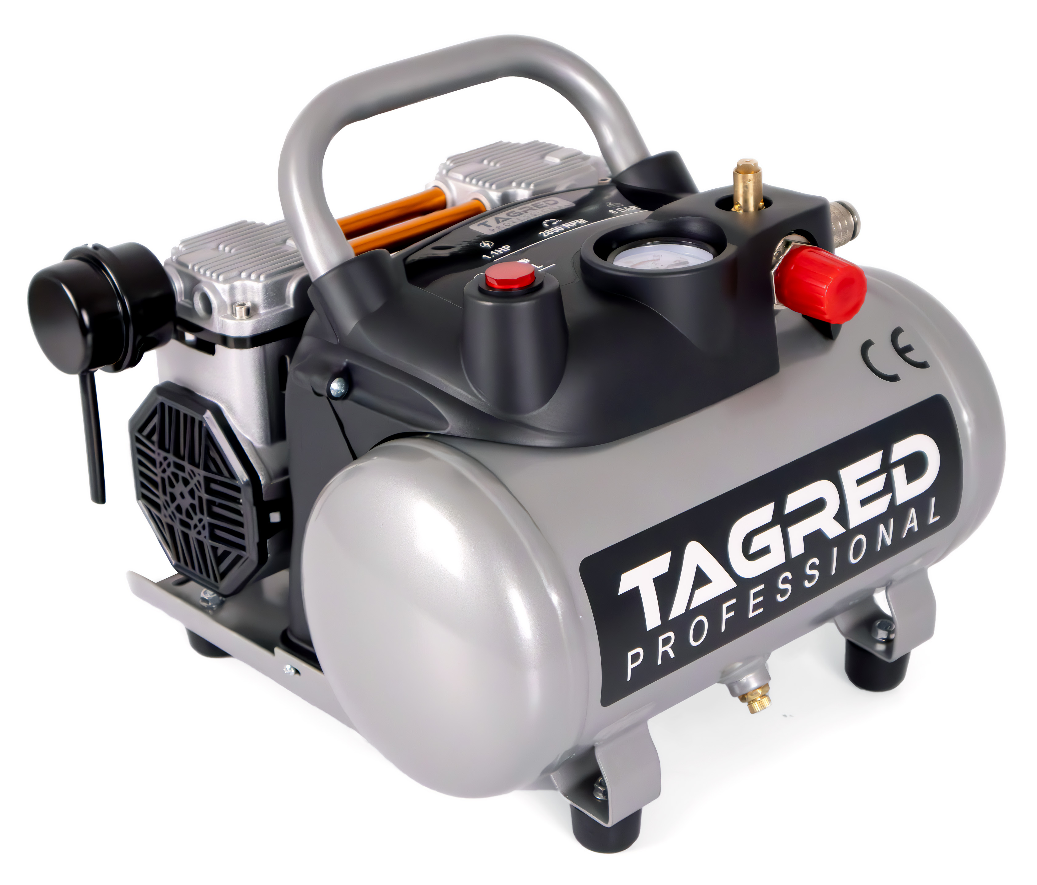 Bezolejový dvoupístový kompresor, kompresor TAGRED Pro. 6L 1100W 230V TA380