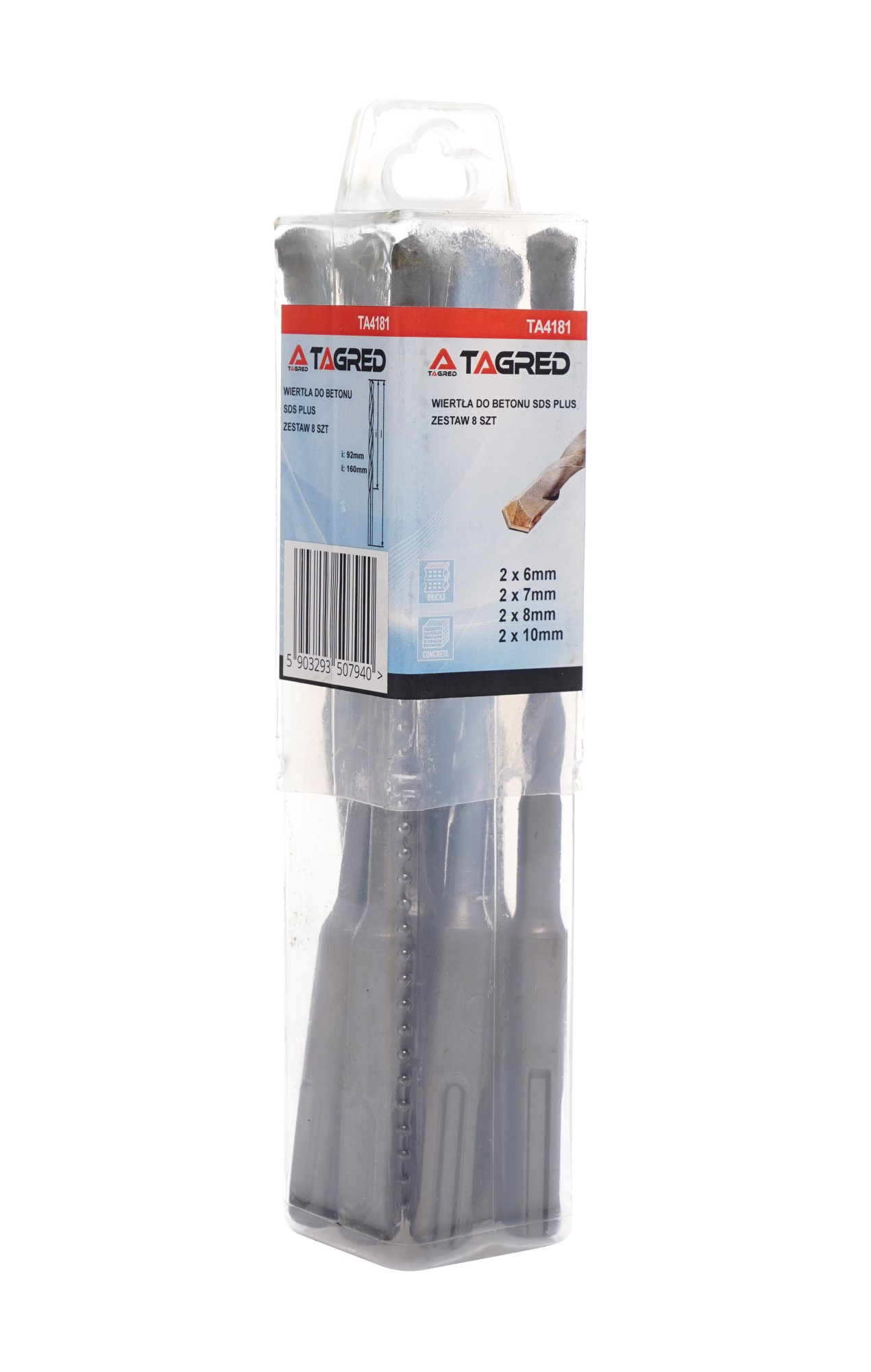 Vrtáky do betonu SDS PLUS, sada 8 ks TA4181