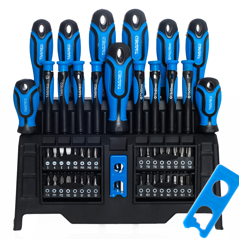 Šroubováky, bity, šroubovák, klíče, nástrčky, sada + magnetizér, demagnetizér 50 ks TA1095