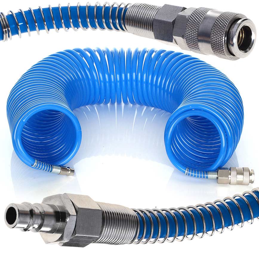 Pneumatická tlaková spirálová hadice ke kompresoru 5x8mm 10m PE TA110