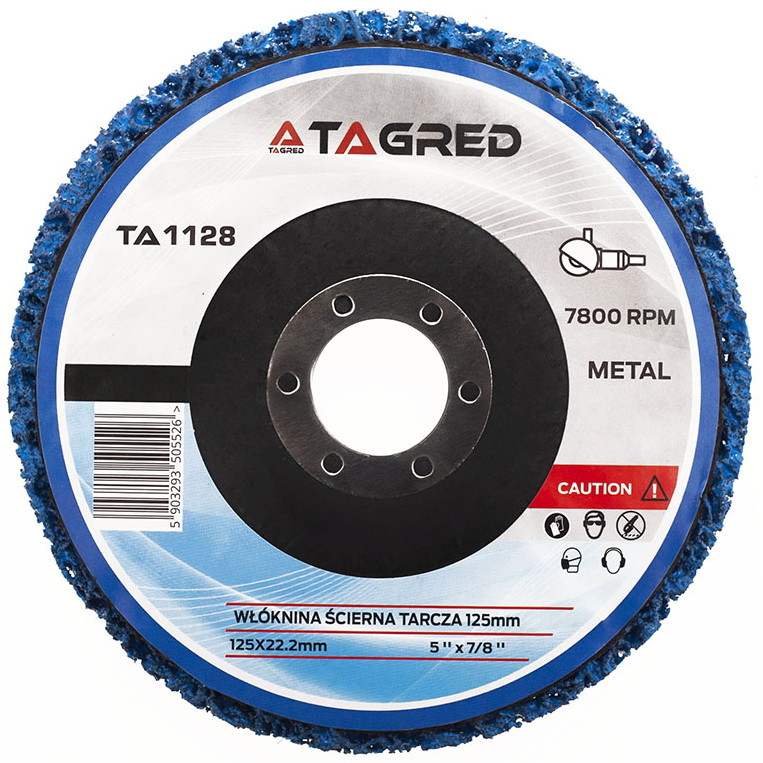 Brusný kotouč, brusný kotouč Lamelový kotouč, vlasy murzyna 125x22mm INOX, METAL, modrý TA1128