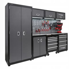 Meble garażowe, warsztatowe TAGRED TA198 regał 260cm szafka do warsztatu garażu, blat INOX 3D