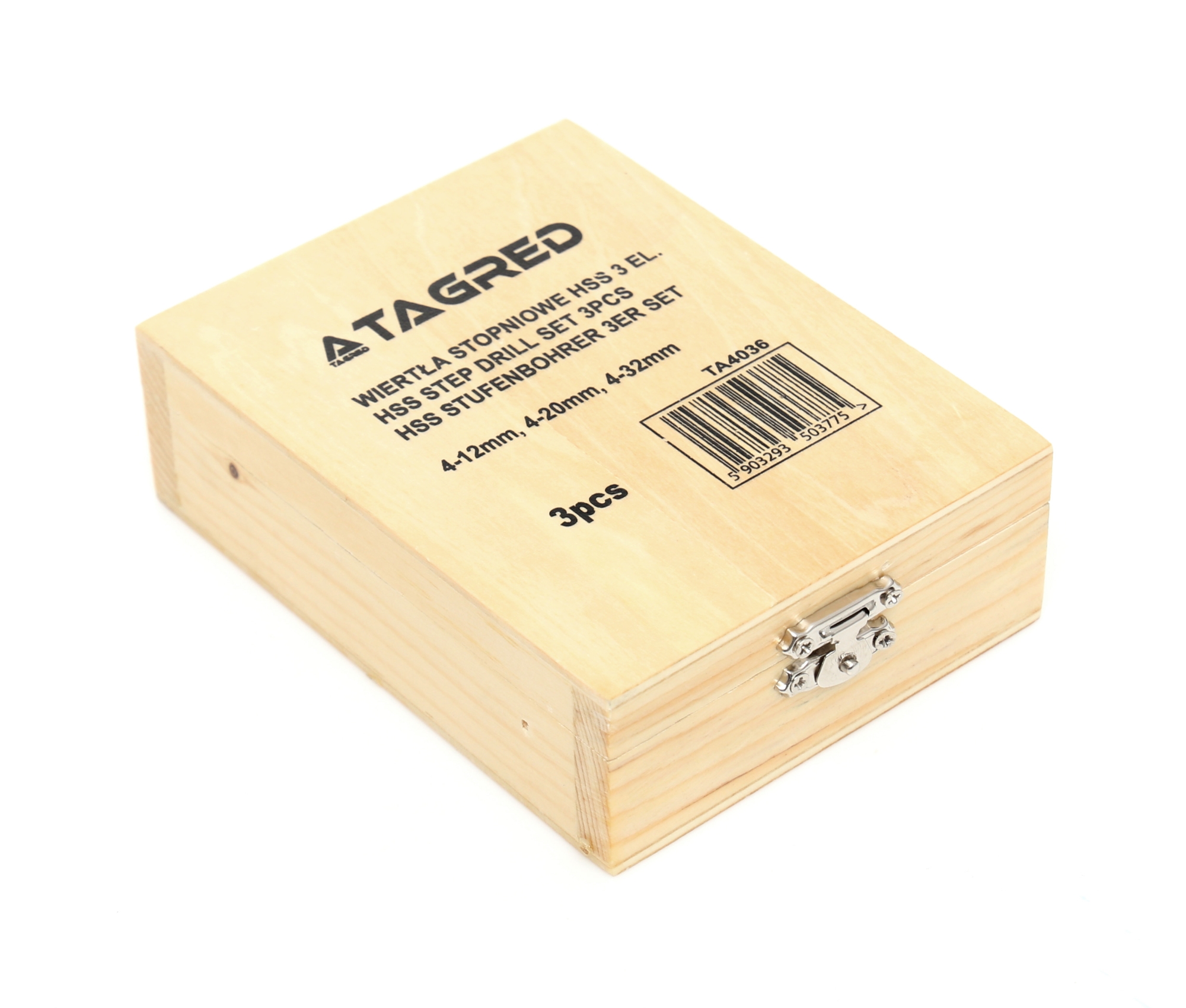 Stupňovitý kuželový vrták, sada vrtáků 3 ks v kazetě TA4036