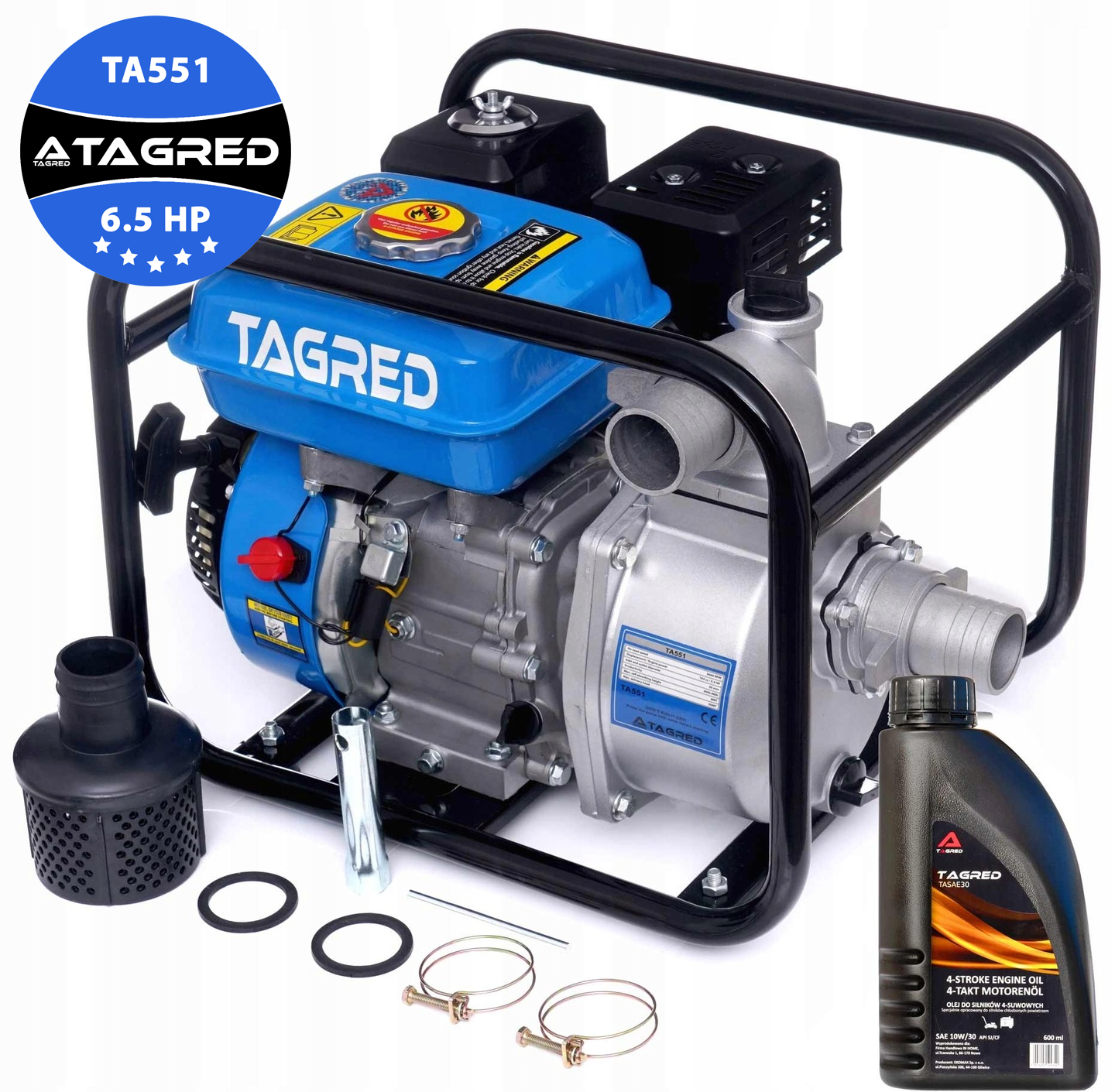 Motorová benzínová vodní pumpa, čerpadlo na vodu 6,5HP 36000l/h 2" TA551