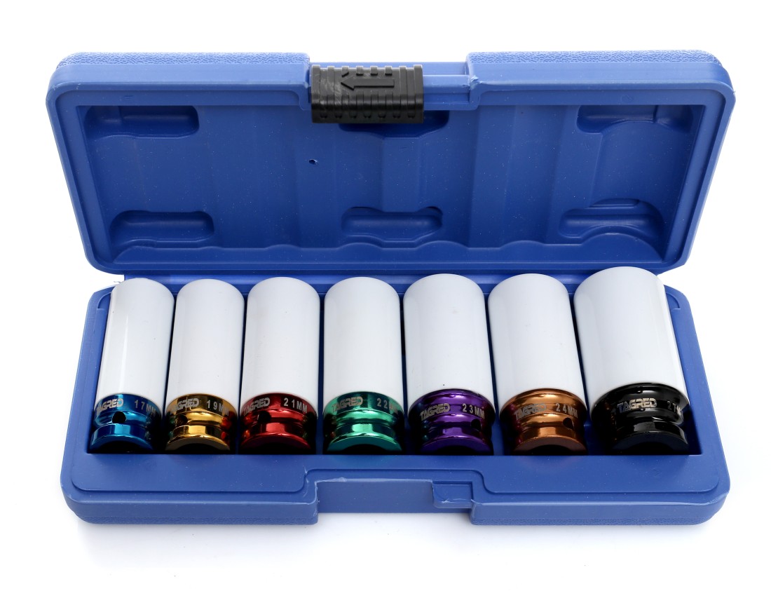 Sada nástrčných klíčů na hliníkové ráfky alu kol 7ks 1/2", rázové nástrčné klíče TA1252