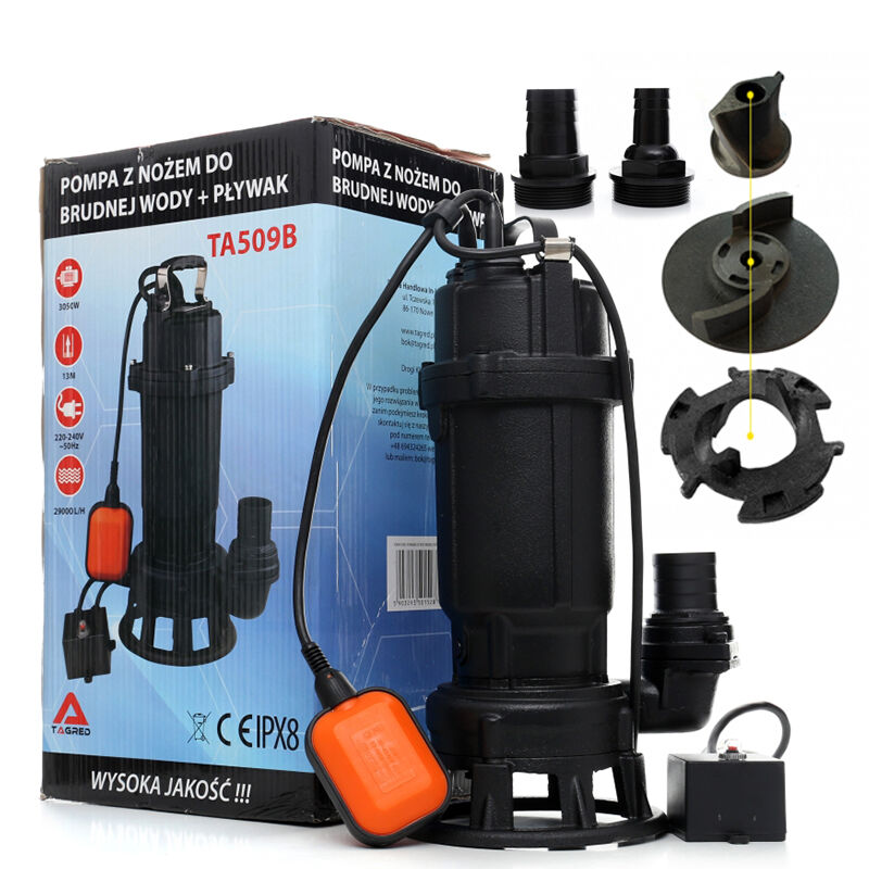Pompa do wody do szamba, wody żeliwna TAGRED 3050W, frez, nóż tnący, pływak