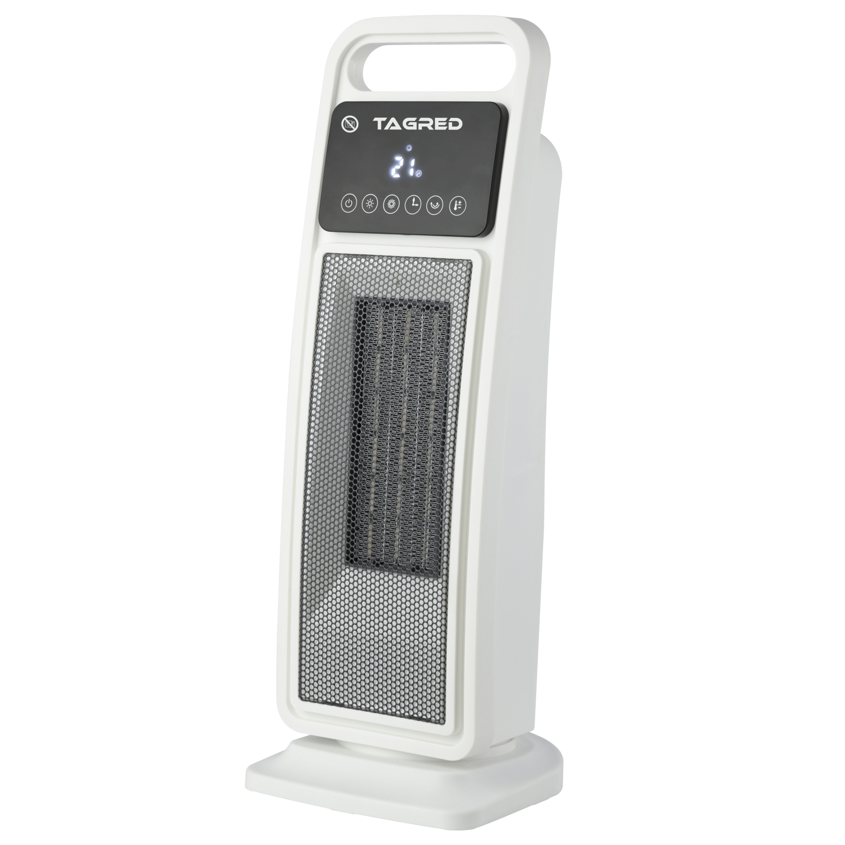Sloupový termoventilátor, topidlo, otočný elektrický ohřívač, keramické topné těleso TAGRED, dálkové ovládání, LCD, výkon 2000 W TA931