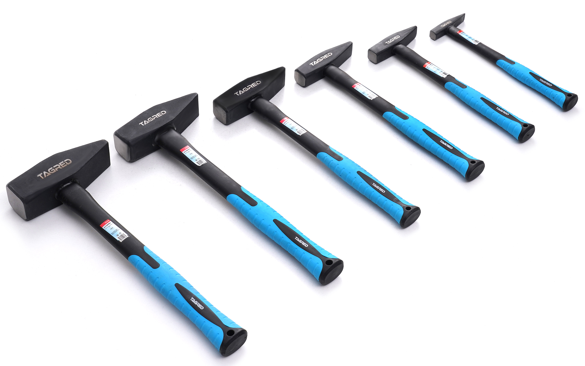 Kladiva zámečnická fiberglass, sada 6 zámečnických kladiv, kladivo zámečnické 0,1-2 kg TA1422