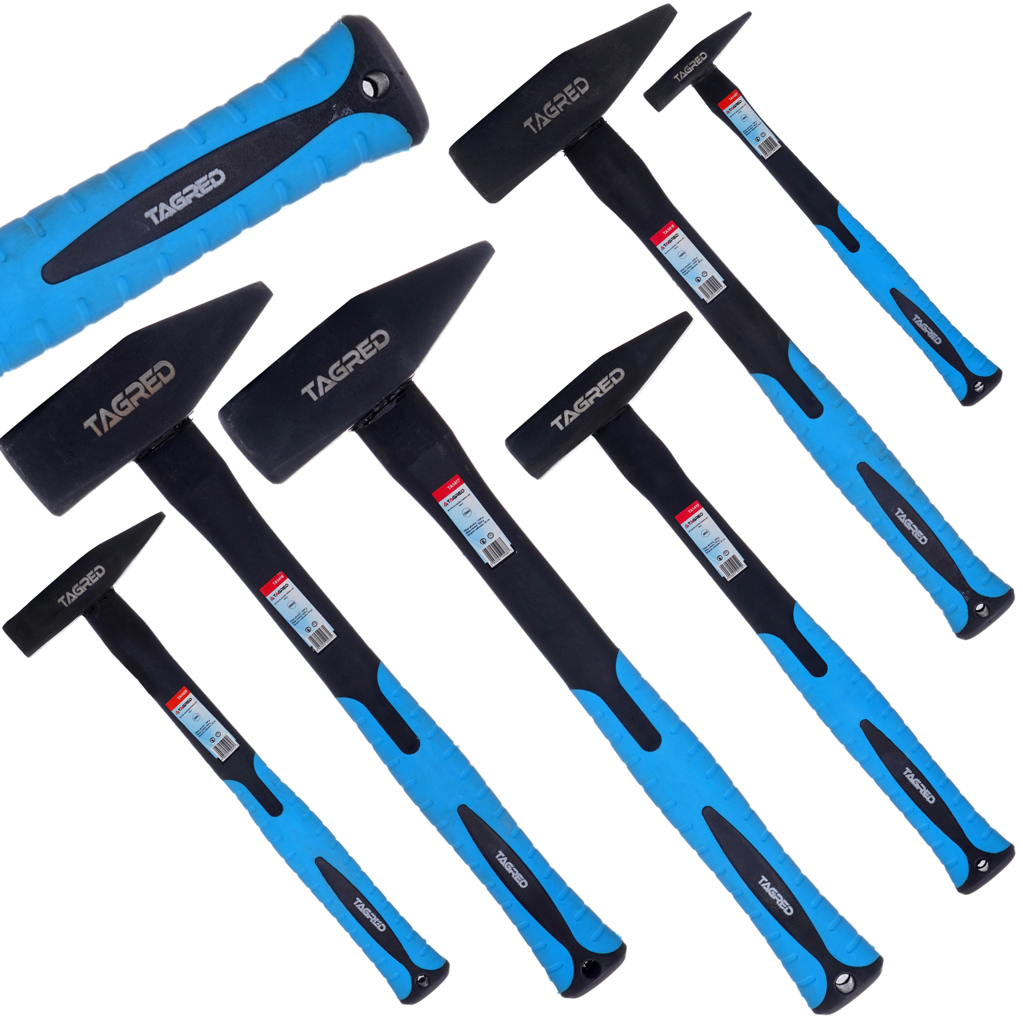 Kladiva zámečnická fiberglass, sada 6 zámečnických kladiv, kladivo zámečnické 0,1-2 kg TA1422