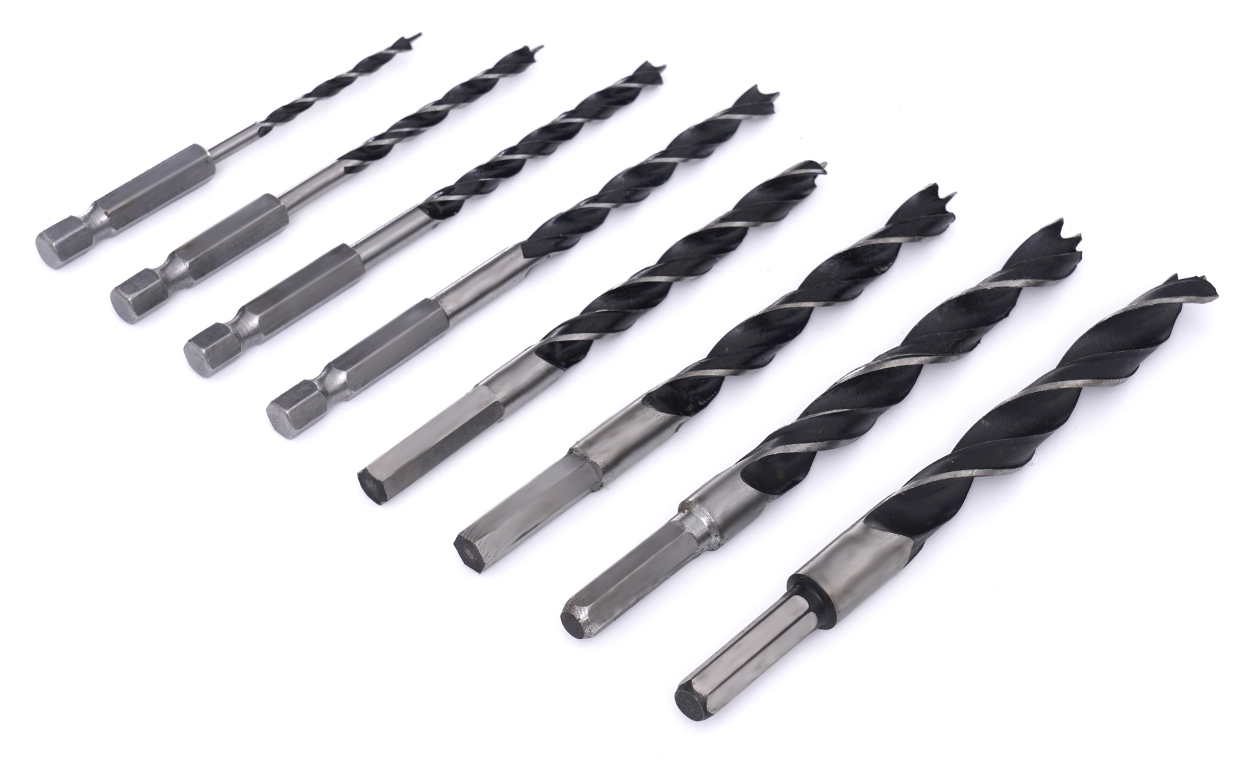 Spirálové vrtáky do dřeva HEX 1/4 3-10mm, sada 8 kusů TA4184