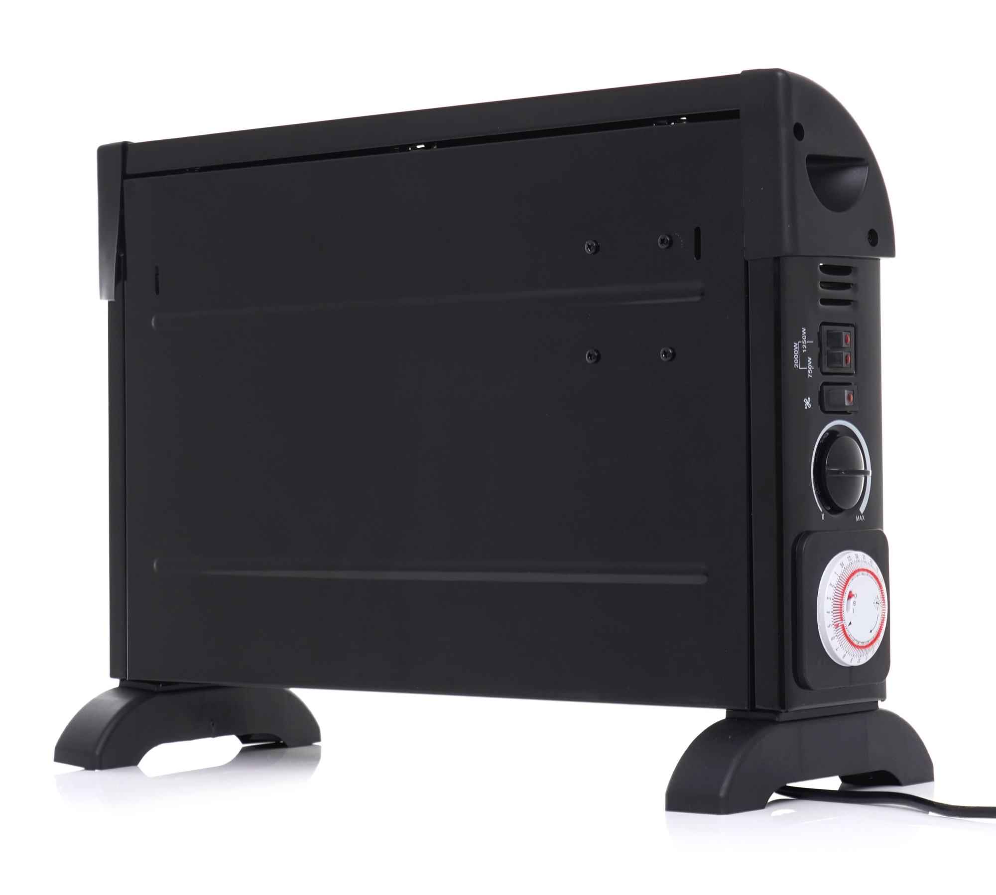 Elektrický konvektorový ohřívač s termostatem, ventilátorem, časovačem, 2000W, černý TA903