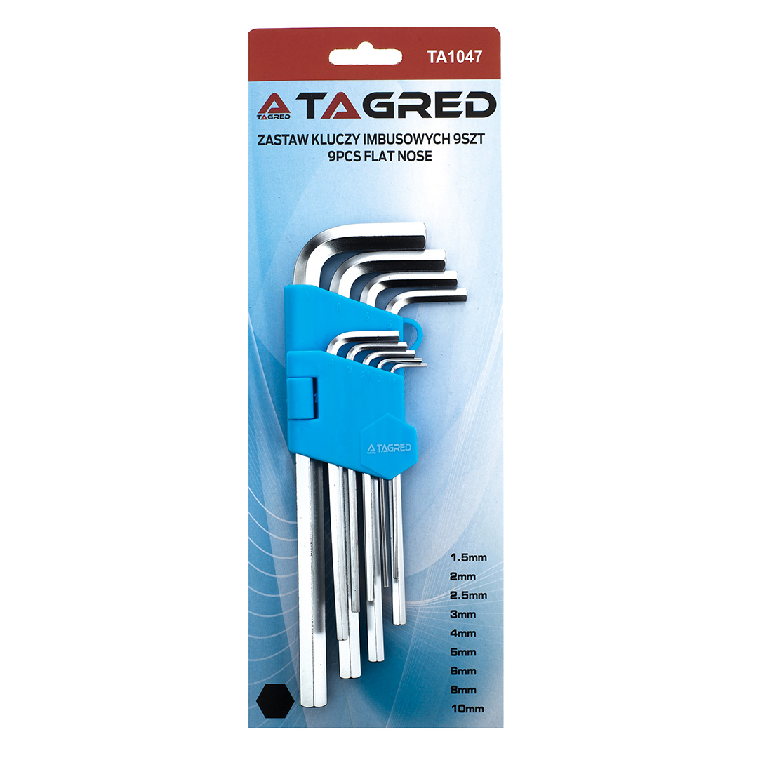 Imbusové klíče šestihranné HEX 180 mm 1,5–10 mm 9 ks TA1047
