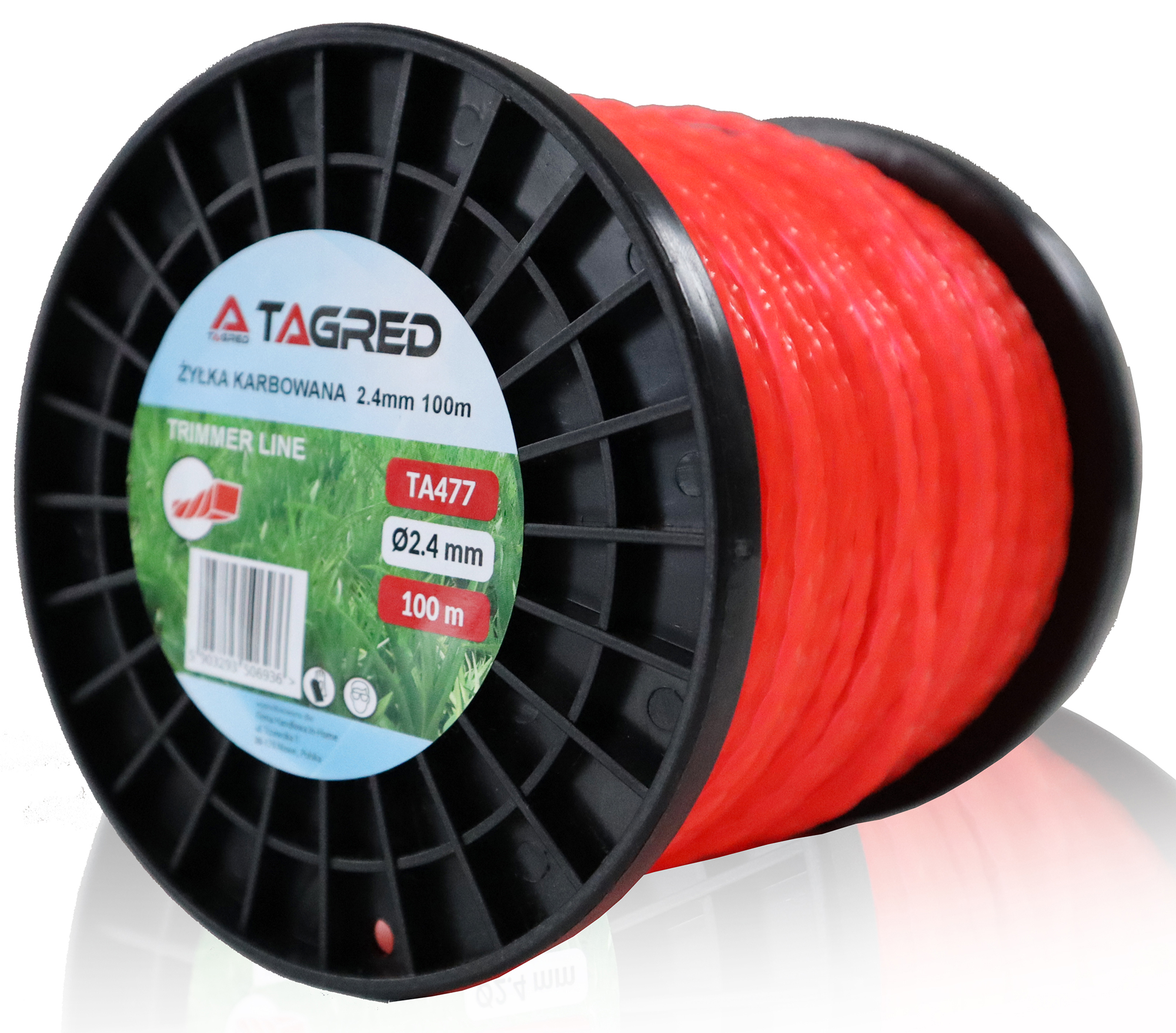 Žací vlasec pro křovinořez, vyžínačku, kroucený, vroubkovaný 2,4 mm x 100 m, velká cívka, silný TA477