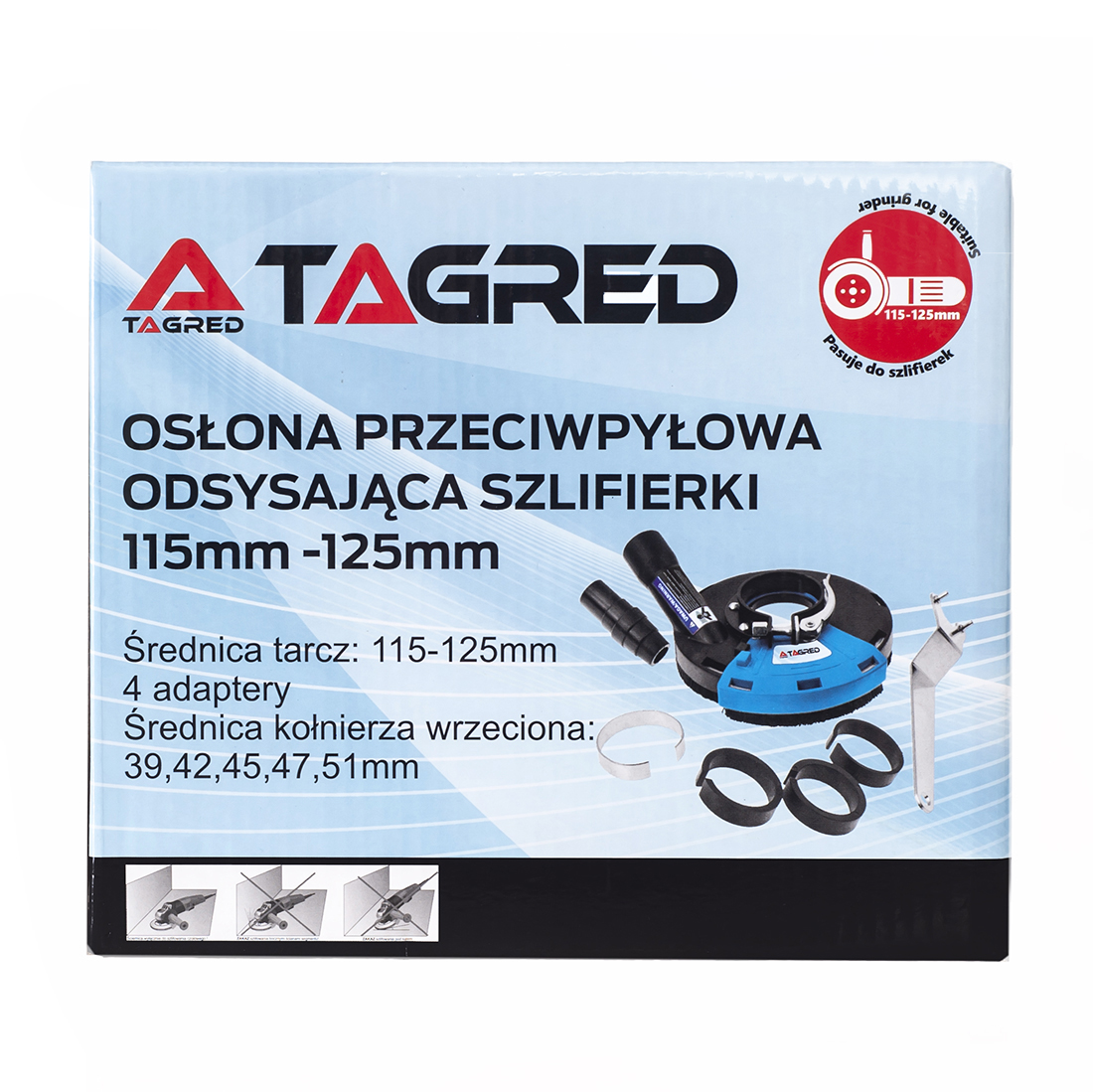 Odsávací protiprachový kryt s kartáčovým věncem pro úhlové brusky 115-125 mm TA1113