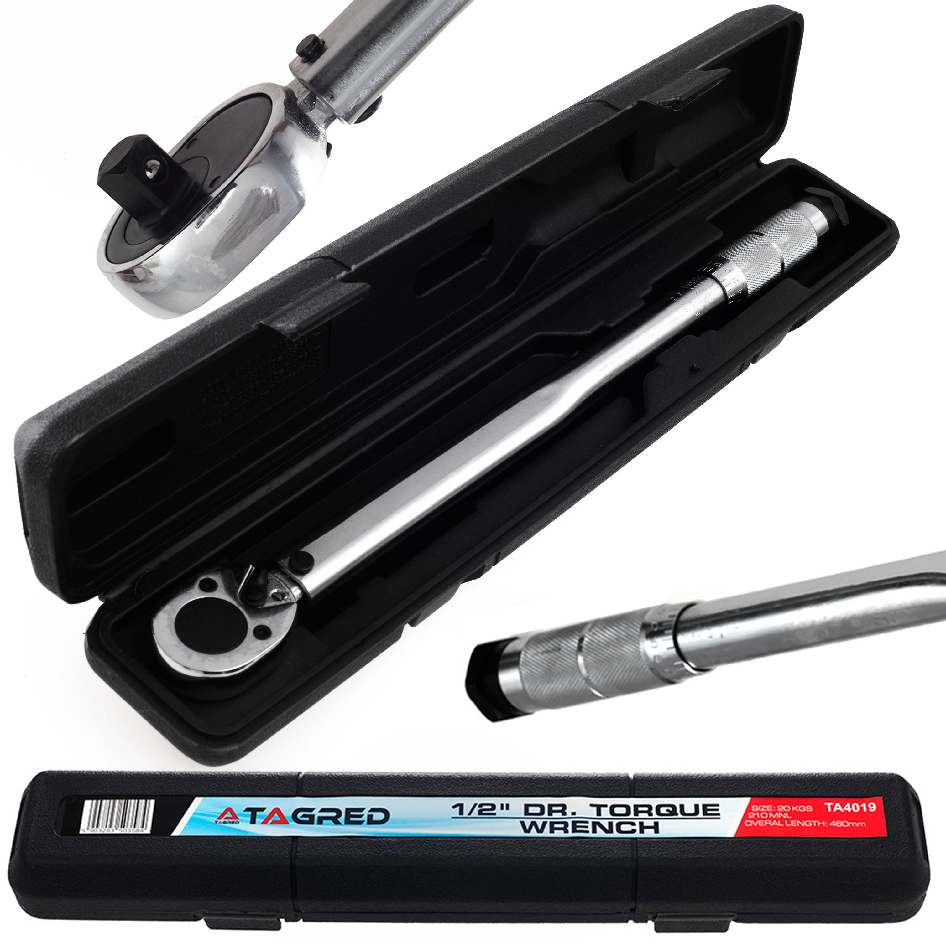 Momentový klíč 1/2" 480 mm 42-210 Nm 20 kg s blokací, na kola plus 4 nástavce TA4019TA1254