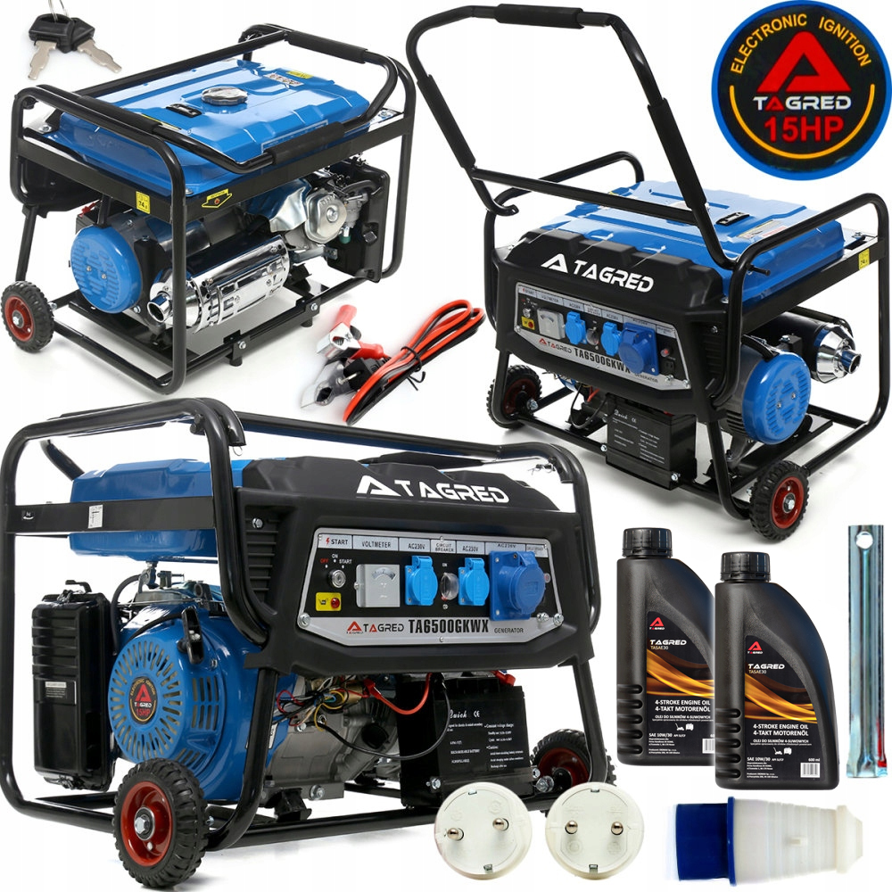 Elektrocentrála generátor proudu Tagred 6500W 1fázová 230V 11KW 15HP AVR, olej TA6500GKWX