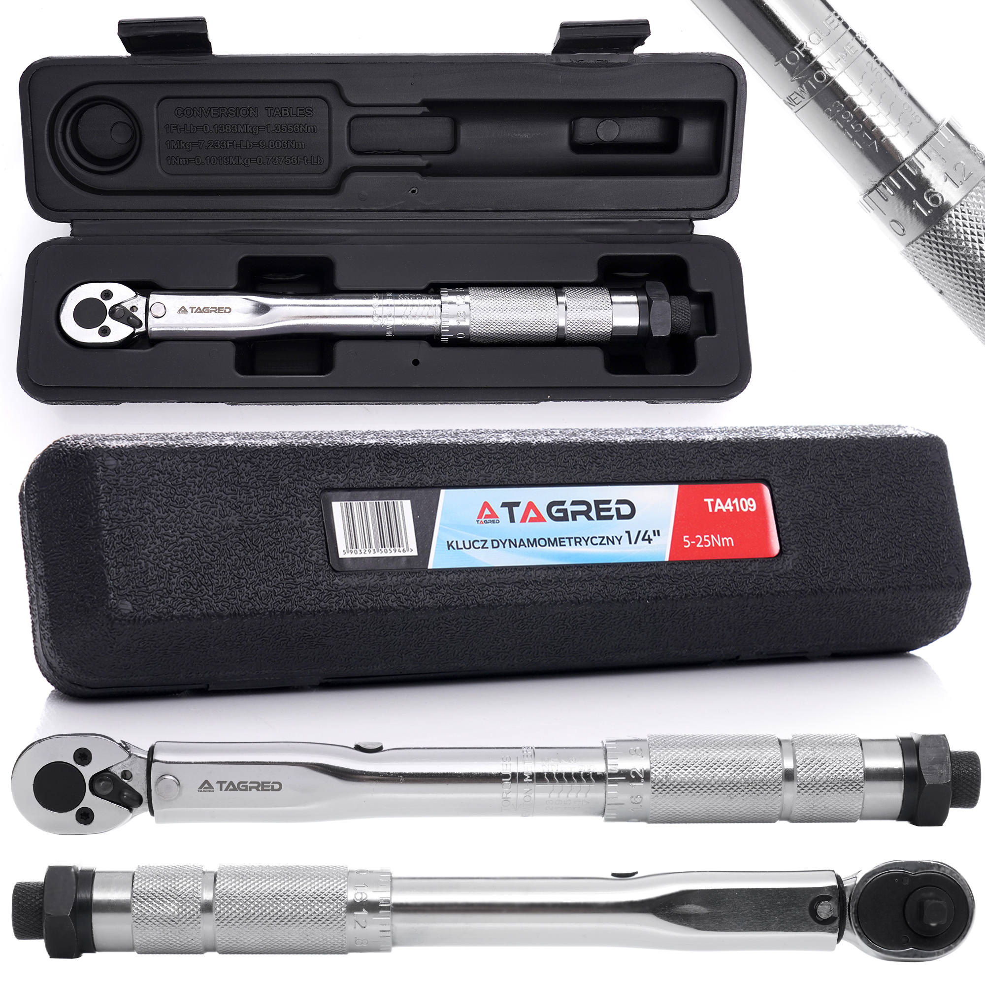 Momentový klíč 1/4" 5-25 Nm s aretací, kalibrační certifikát TA4109