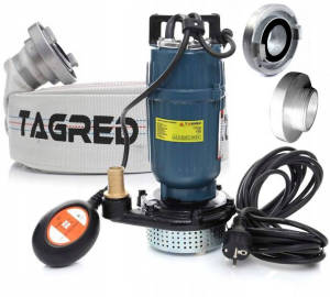 Pompa do wody czystej, brudnej z pływakiem Tagred TA502, wąż strażacki 30m