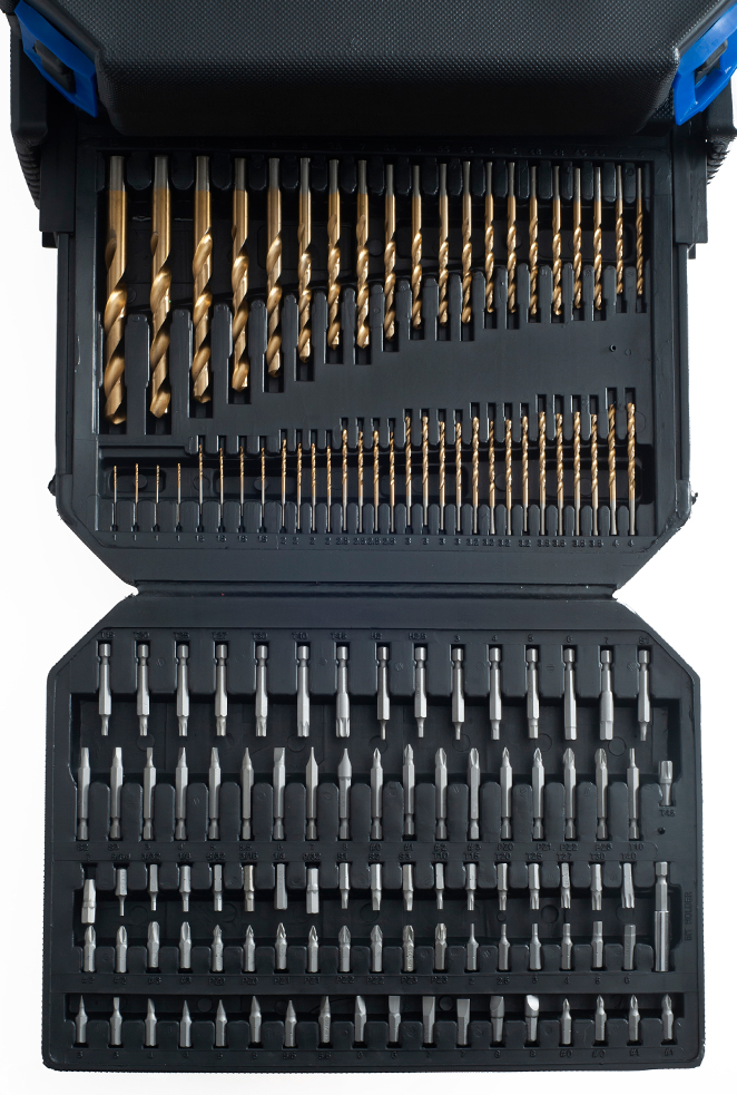 Vrtáky, děrovky, dláta, bity, Univerzální sada nářadí 300 ks v kufříku TA1086