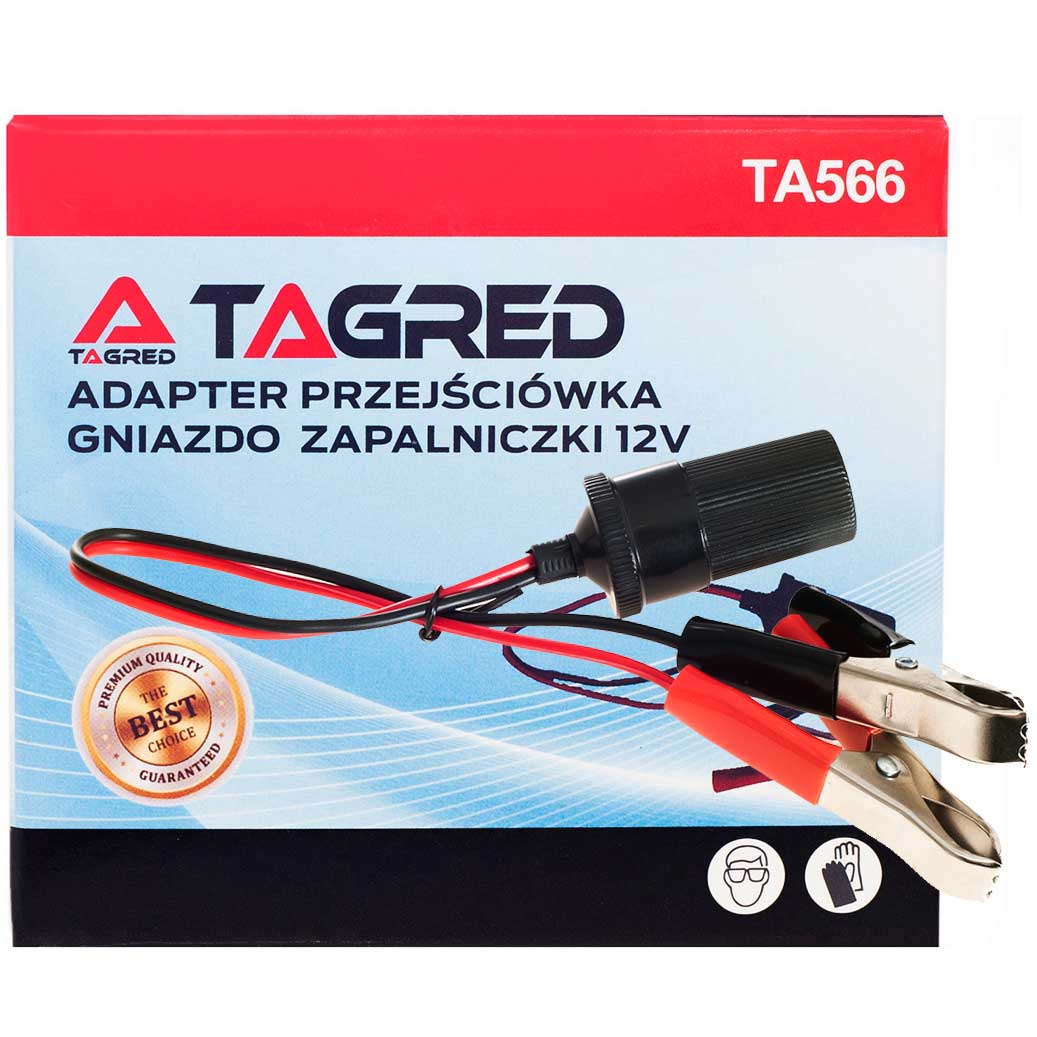 Adaptér autobaterie – zásuvka autozapalovače s krokosvorkami, adaptér 12V TA566