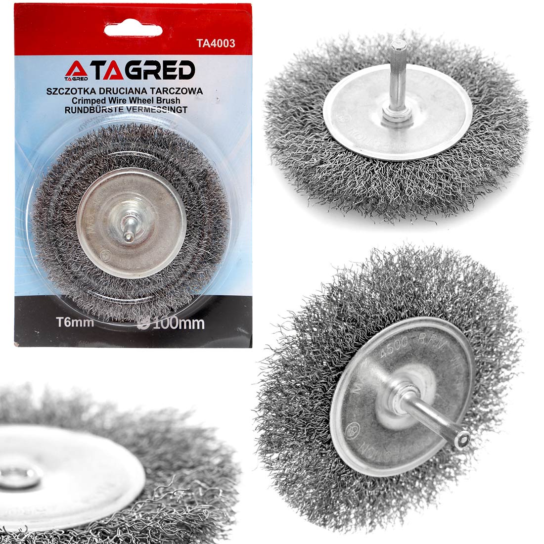Kotoučový drátěný kartáč na vrtačku, na trnu fi 100mm TA4003