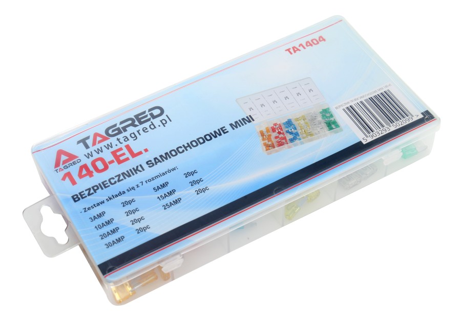 Pojistky do auta sada 140 ks mini 3A-30A TA1404