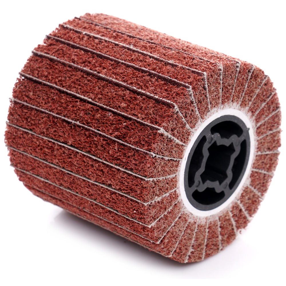 Válcový brusný kotouč, brusné rouno 100x100x19 P80 COARSE vyrobený ze střídavě uspořádaných lístků brusného plátna a rouna. TA4121