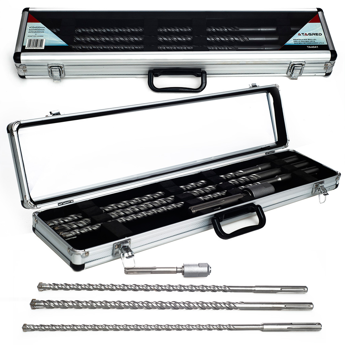 Sada 3 vrtáků SDS MAX, vrtáky plus adaptér SDS+ TA4041