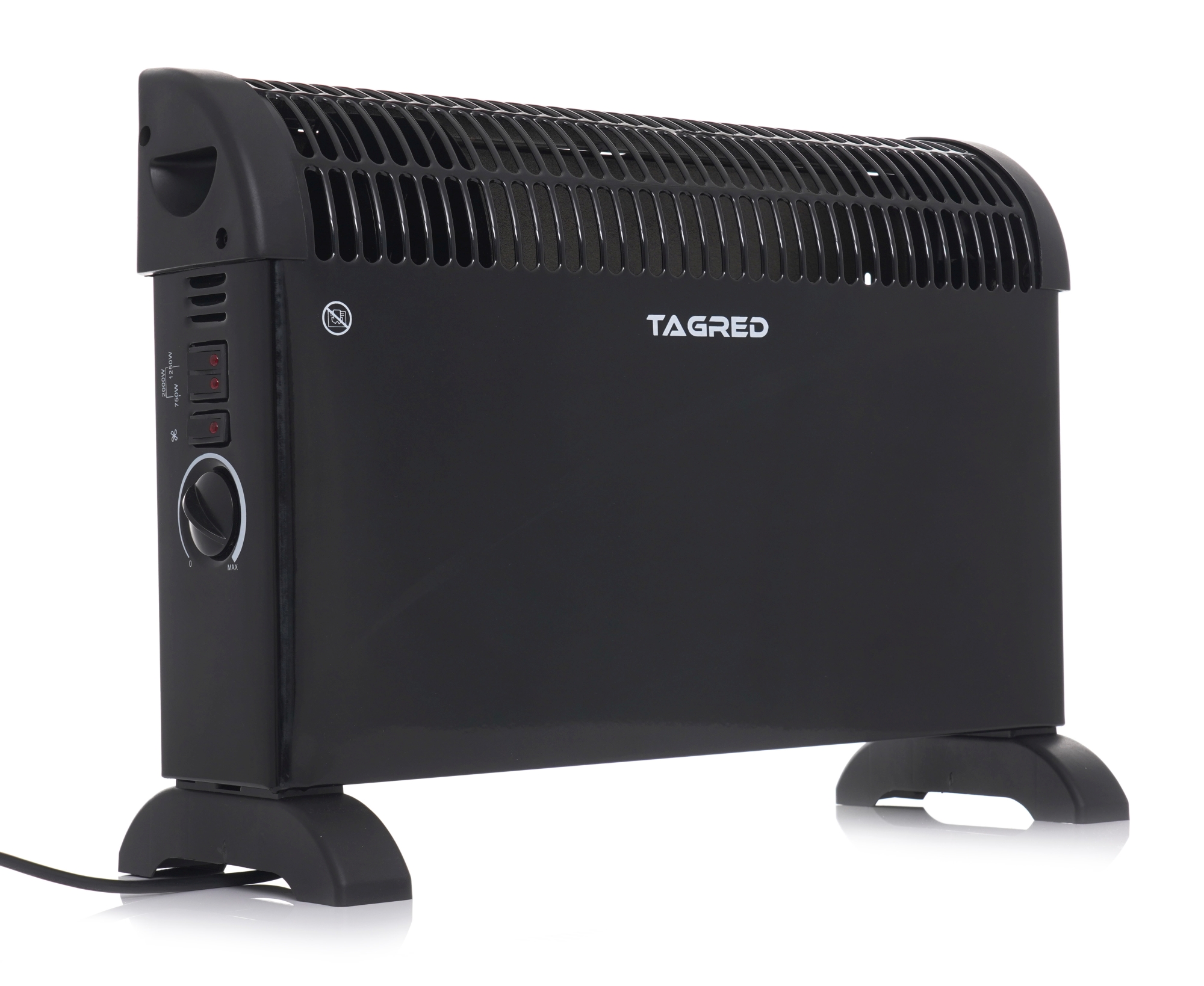 Elektrický konvektorový ohřívač s termostatem, ventilátor TURBO, výkon 2000W, černý TA901B