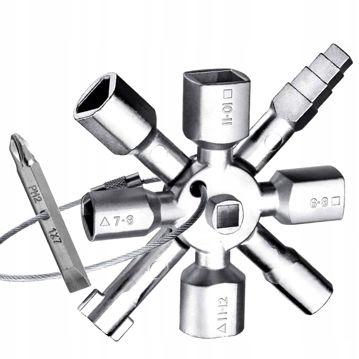 Univerzální klíč 10v1 pro zamykání rozvaděčů, elektrických, plynových skříní, radiátorů TA4133