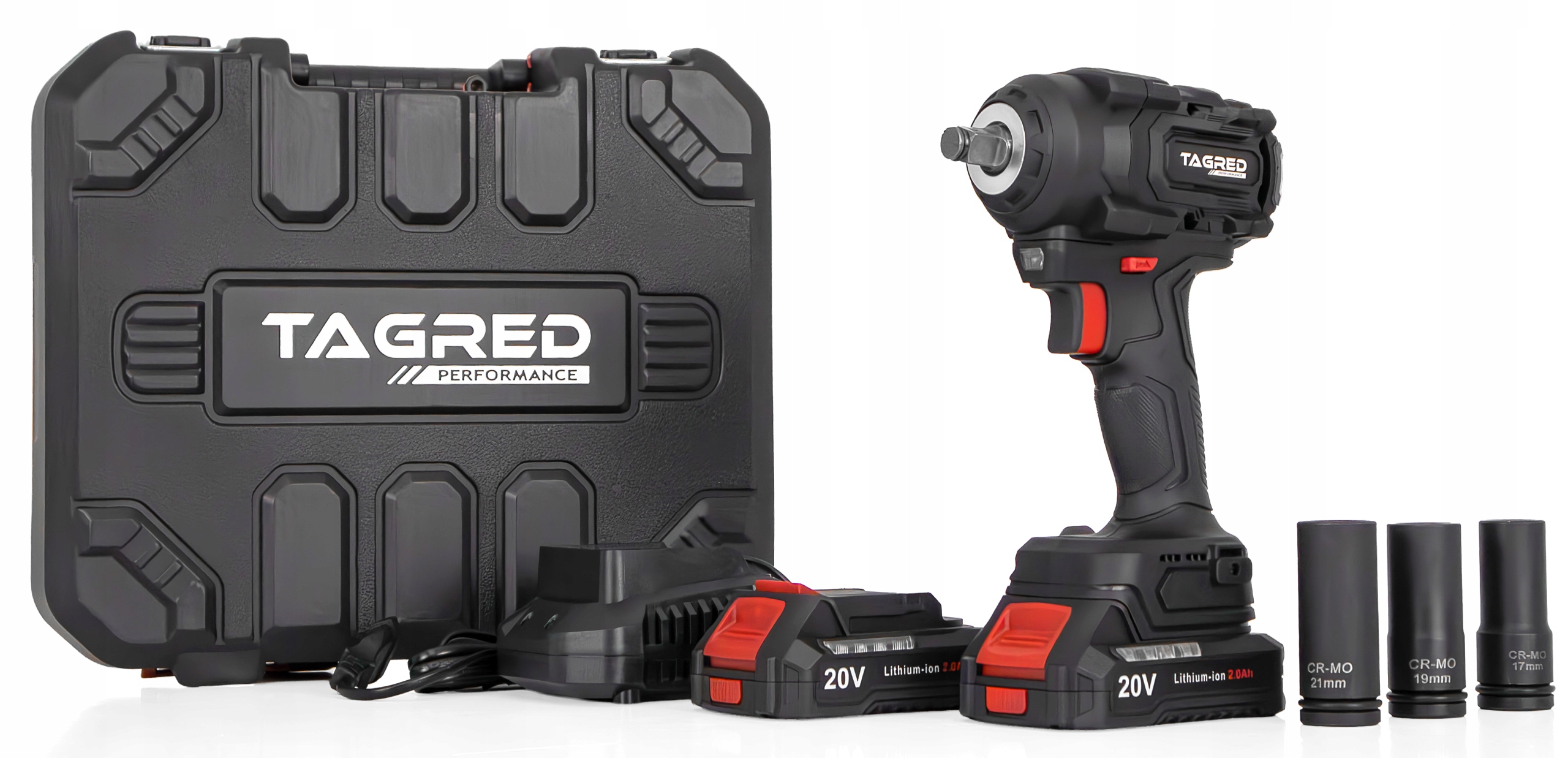 Akumulátorový rázový utahovák, bezuhlíkový TAGRED TA8012, 2 akumulátory 20V 2+2Ah 600Nm na kola 1/2'' TA8012