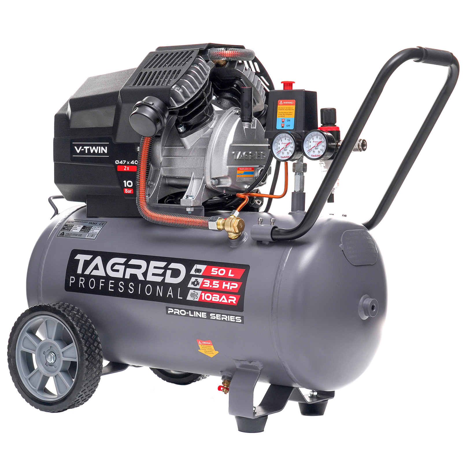 Kompresor 50L, olejový kompresor TAGRED Pro Line 10 BAR V2 TA365