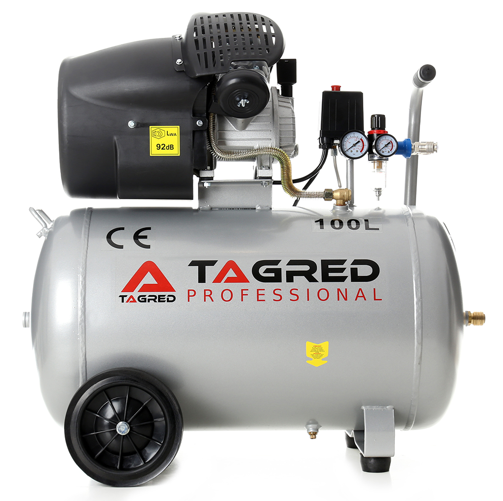 Olejový kompresor, kompresor TAGRED 3500W 100L 230V 2 písty, odlučovač, oleje TA361