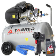 Kompresor olejowy, gratis klucz udarowy TAGRED 3500W 100L 230V 2 tłoki, separator olej