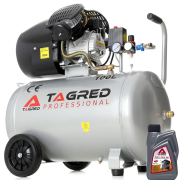 Kompresor olejowy, sprężarka TAGRED 3500W 100L 230V 2 tłoki, separator, oleje