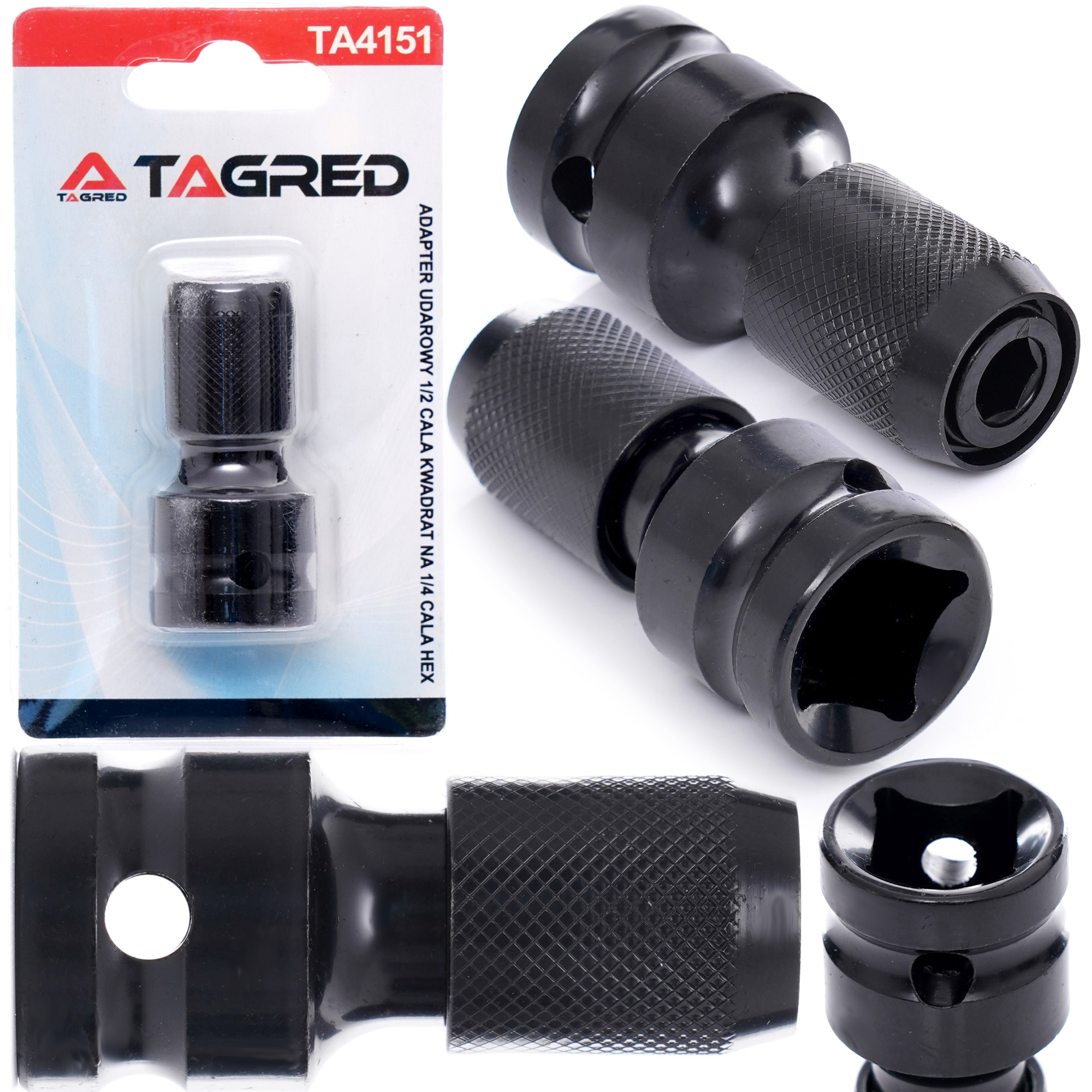Rázový adaptér pro klíč - redukce z 1/2" čtyřhran na 1/4" HEX TA4151