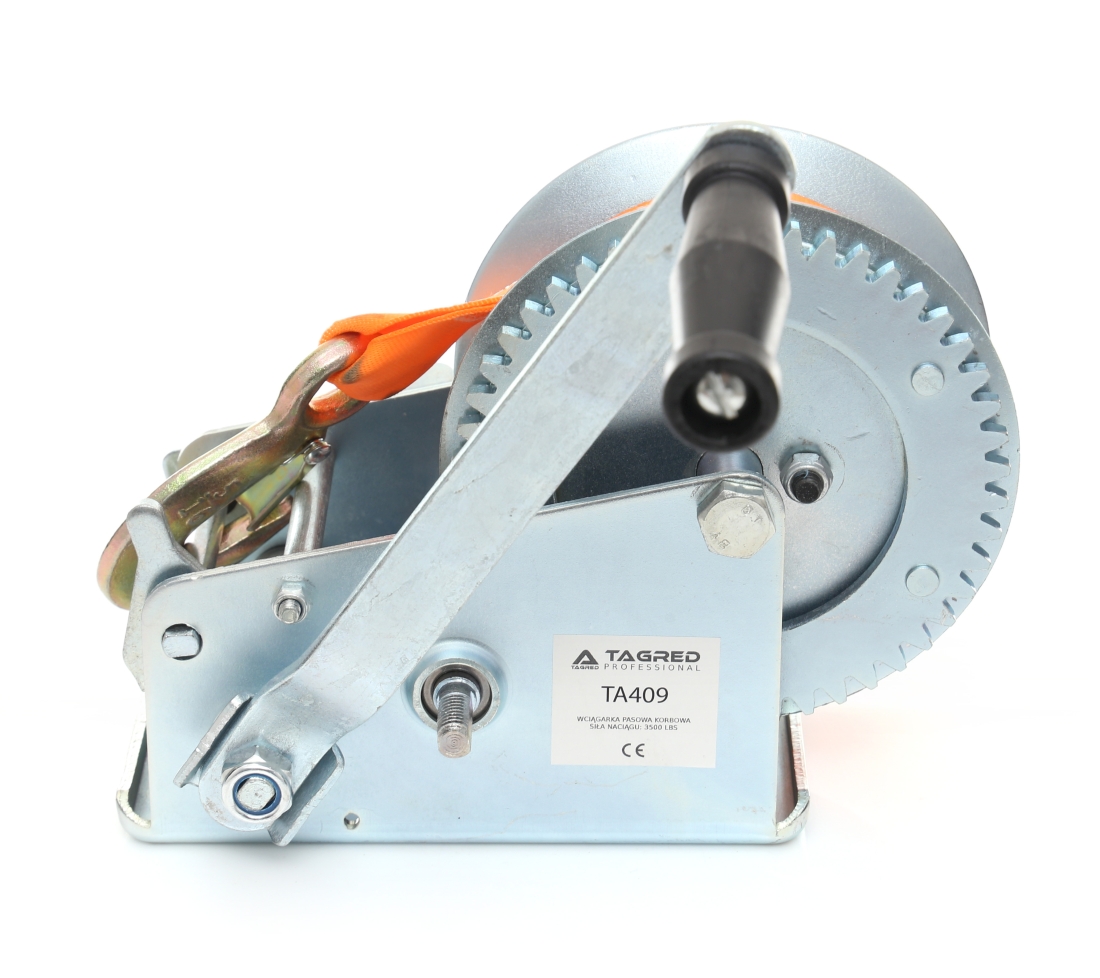 Popruhová lanová navíjecí kladka s klikou, dvourychlostní naviják 1588 kg 3500 LBS TA409