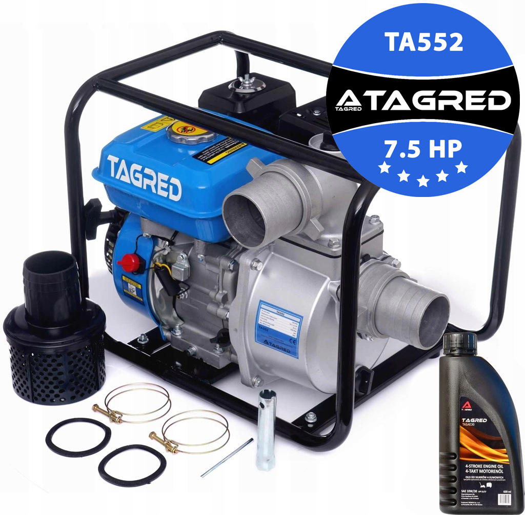 Benzínová motopompa, vodní čerpadlo 7,5 HP / 5500 W, 60000 l/h 3" TA552n