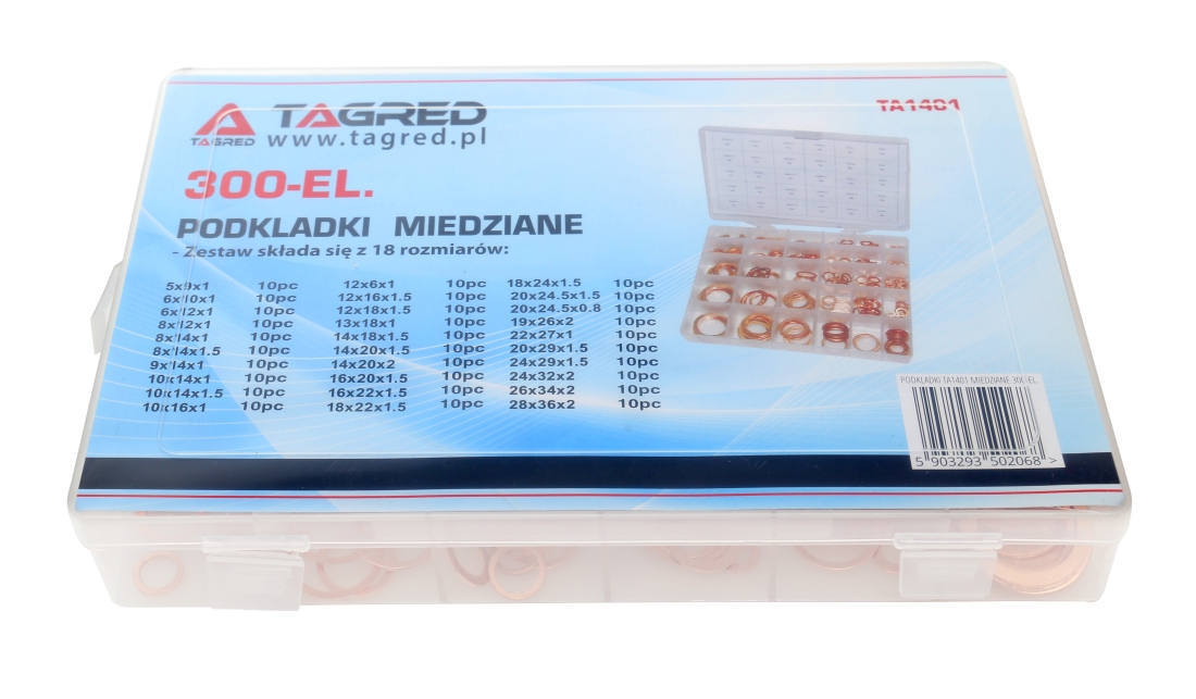 Měděné podložky sada 300 ks třídič TA1401