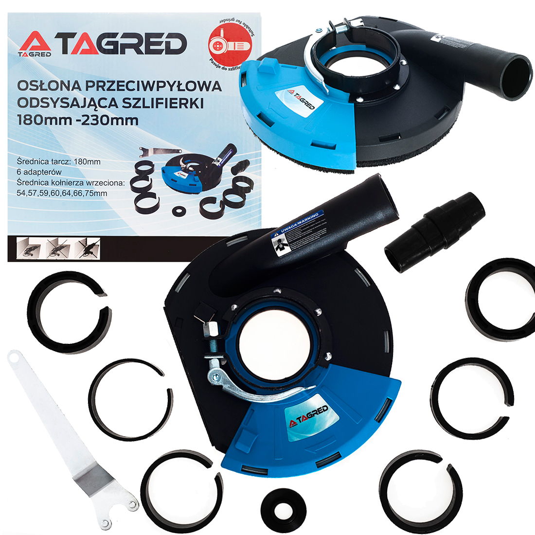 Odsávací protiprachový kryt s kartáčovým věncem pro úhlové brusky 180-230 mm TA1114